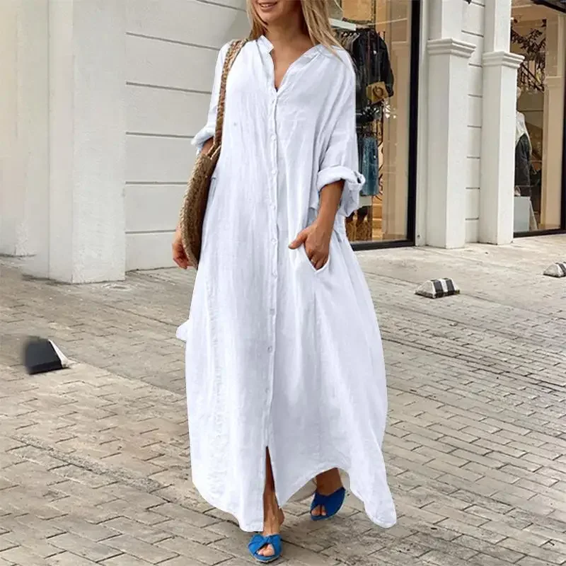 Lena - Robe chemise en lin oversize