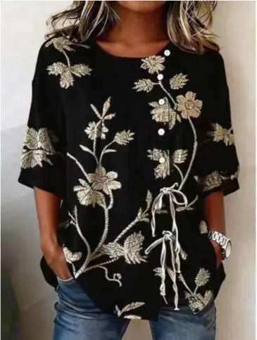 Catherine - Blouse Élégante en Broderie Florale