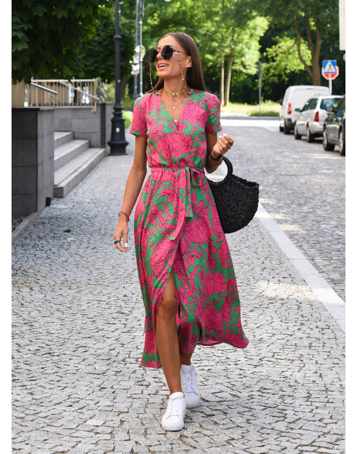 Talia™ | Robe florale élégante à col en V