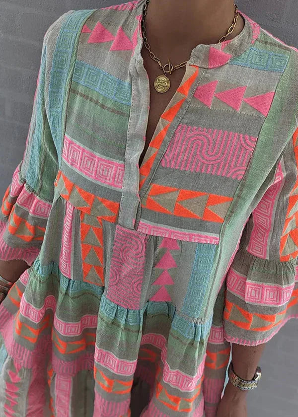 Ava | Robe d'été fluide à volants élégante à décolleté en V