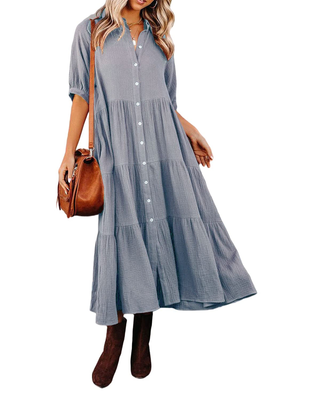 Lena - Robe chemise luxueuse à volants