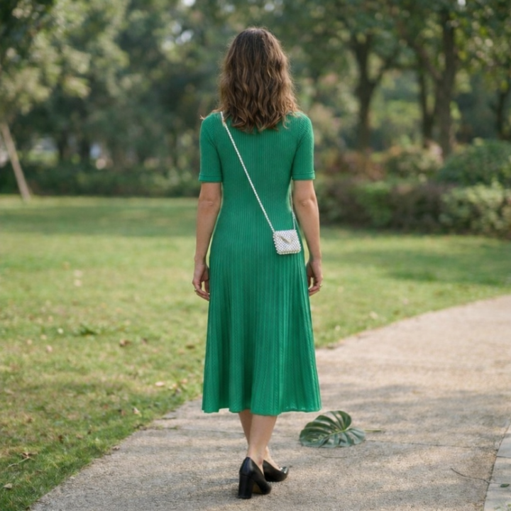 Laarni – Robe Chemise Maxi Tricot Vintage