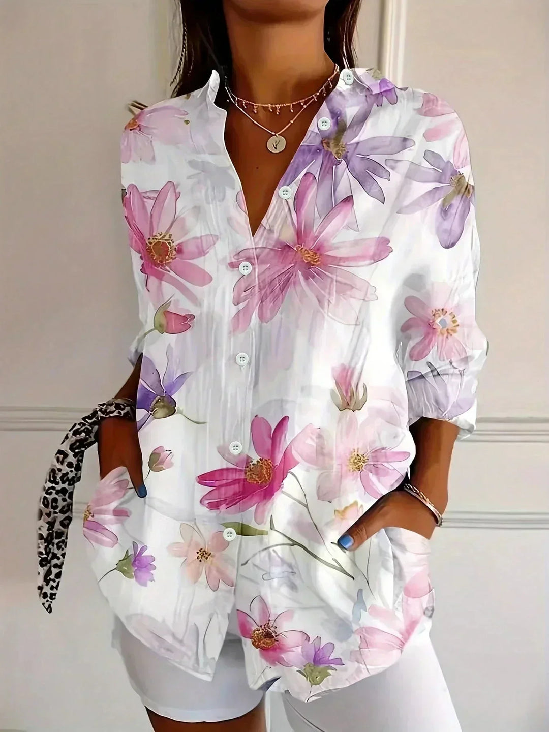 Catleen - Blouse légère imprimée colorée