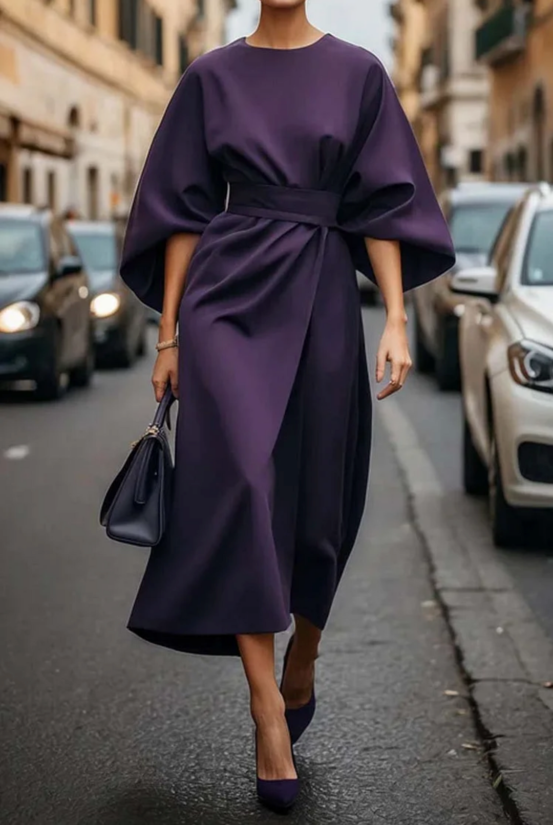 Aya - Robe élégante à manches lanternes