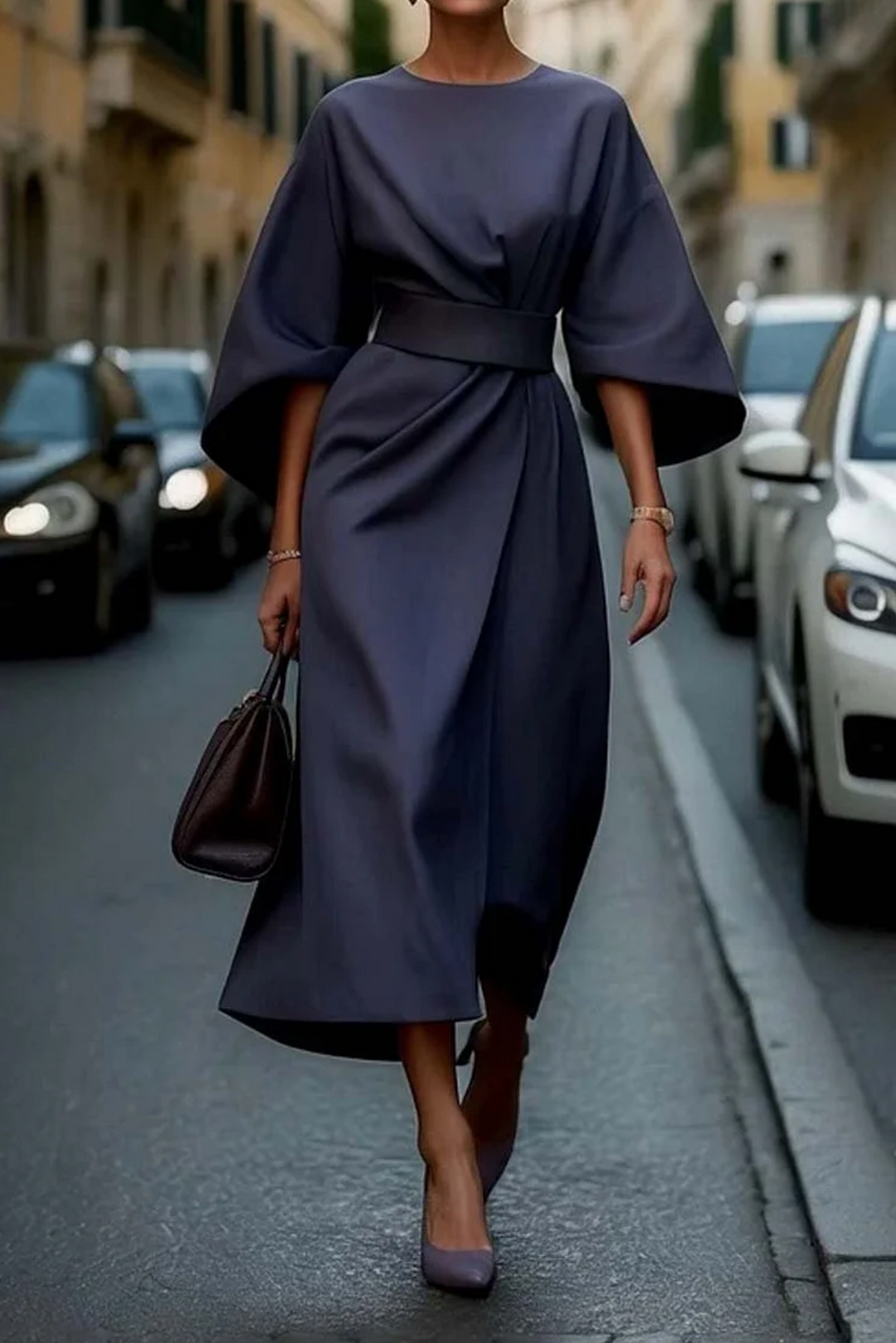 Aya - Robe élégante à manches lanternes