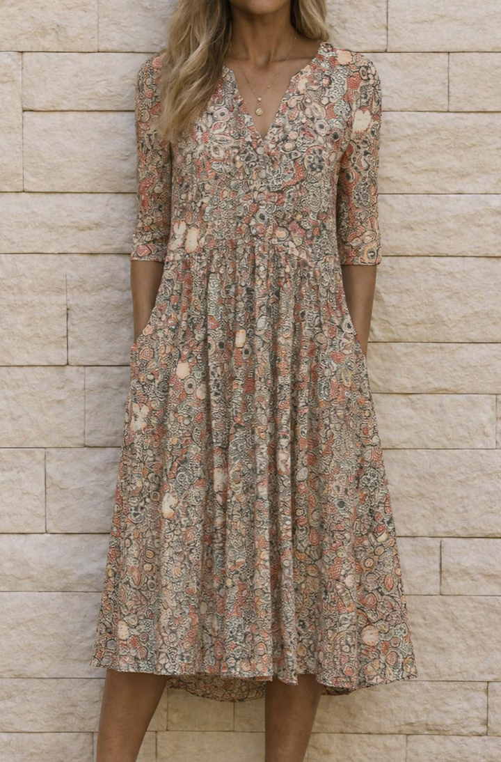 Harlow | Élégant Robe Midi à Col V