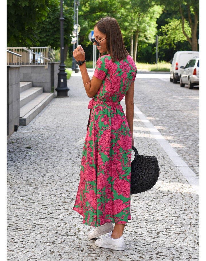 Talia™ | Robe florale élégante à col en V