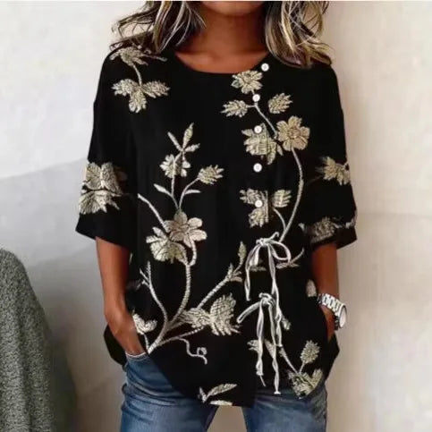 Catherine - Blouse Élégante en Broderie Florale