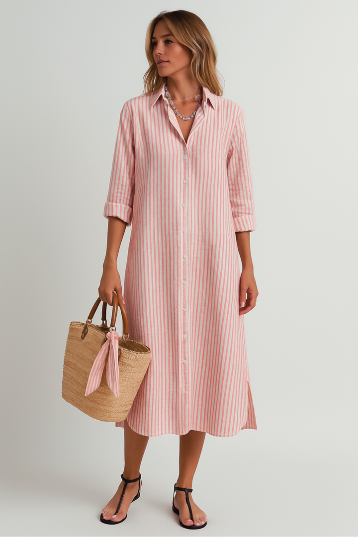 Lena - Robe Chemise Rayée Classique