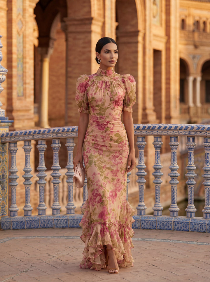 Elena - Robe en Chiffon Floral