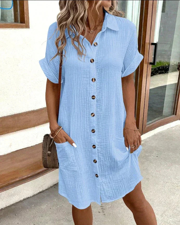 Lena - Robe polo en tissu surdimensionnée