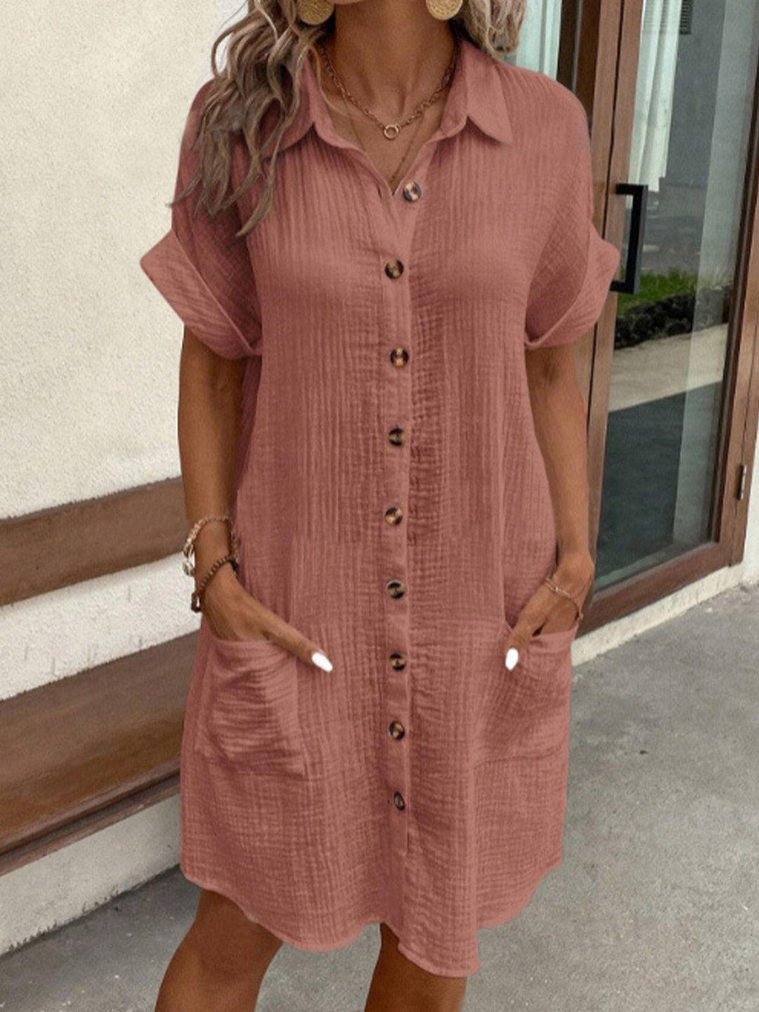 Lena - Robe polo en tissu surdimensionnée