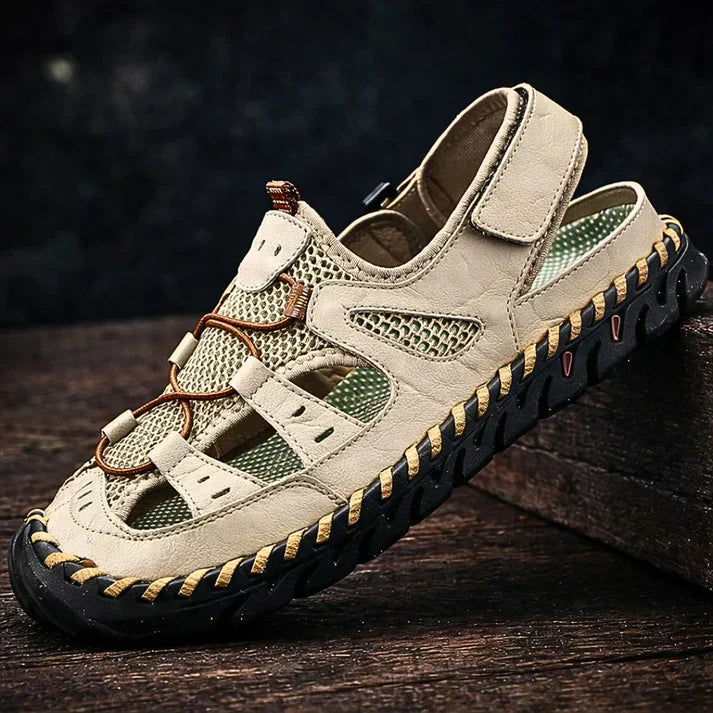 Samanta - Sandales d'extérieur en cuir tressé à la main