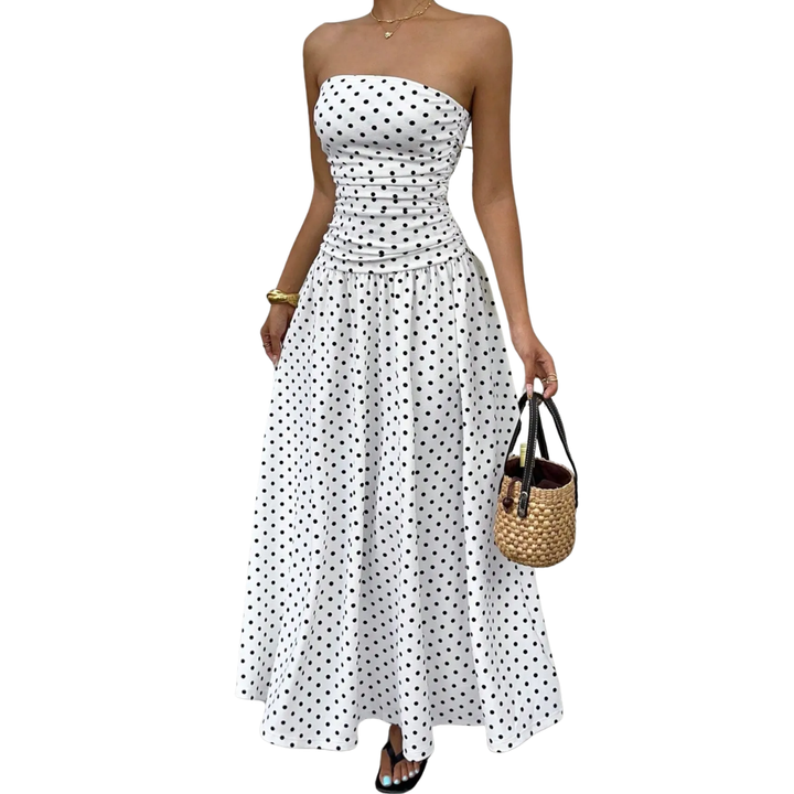 Charlote - Robe Maxi Sans Manches à Pois