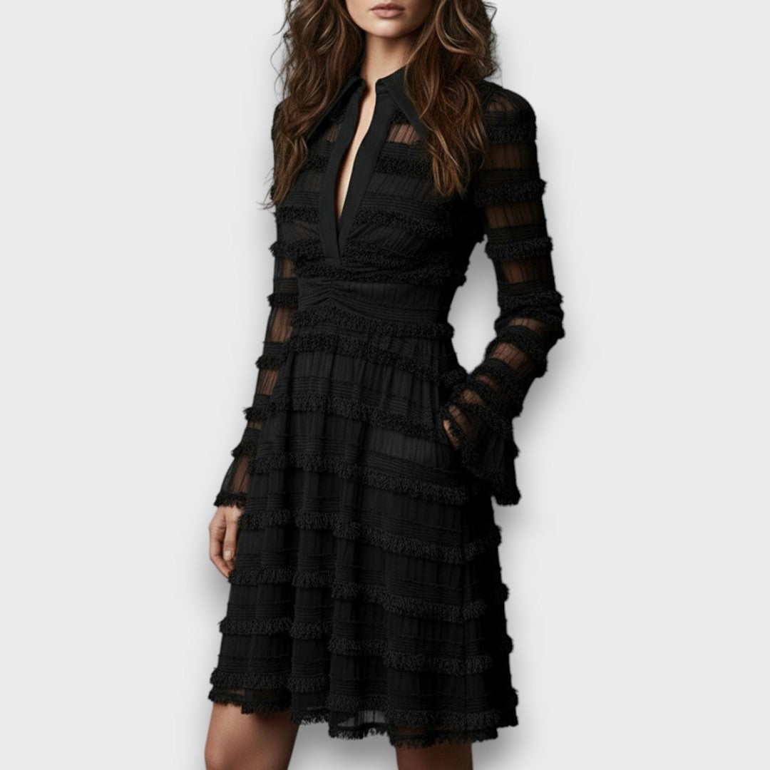 Issa - Robe Midi à Franges Transparentes