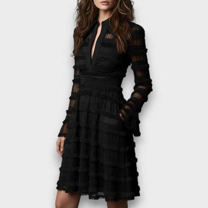 Issa - Robe Midi à Franges Transparentes