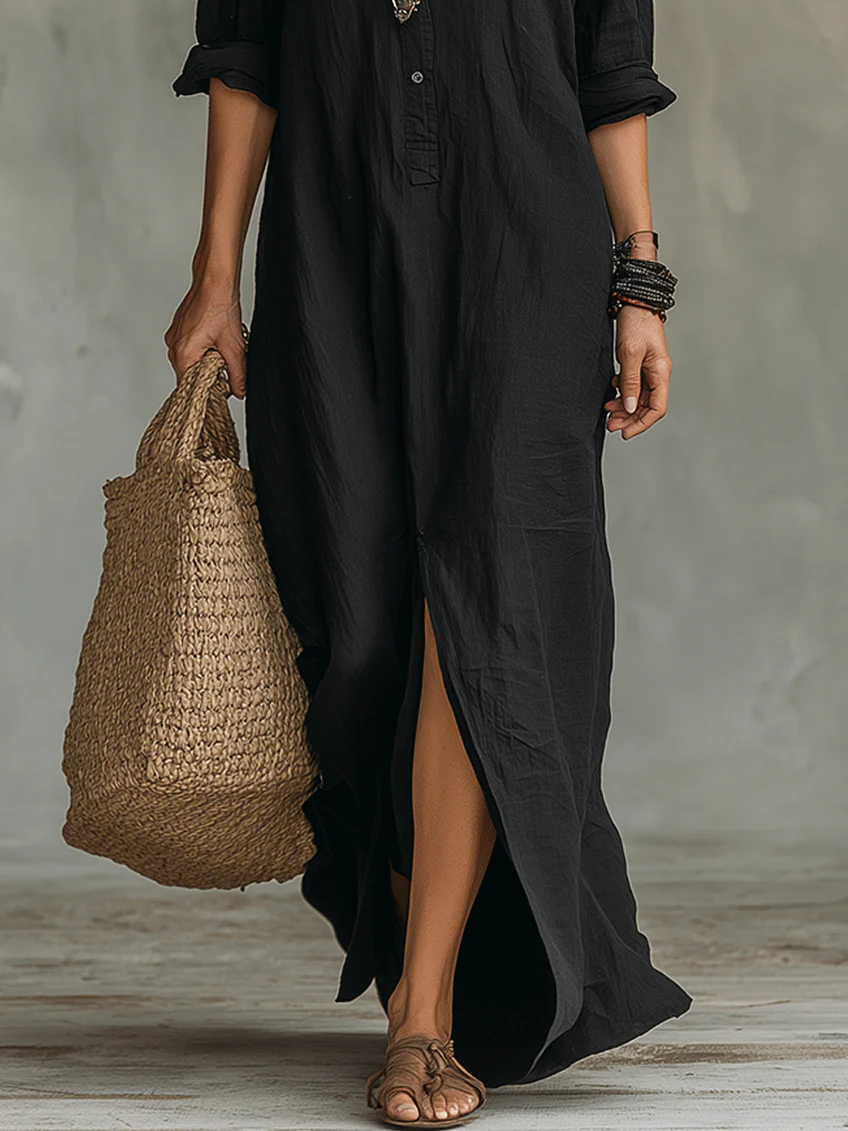 Celine – Robe Maxi Noire Fluide