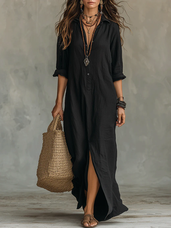 Celine – Robe Maxi Noire Fluide