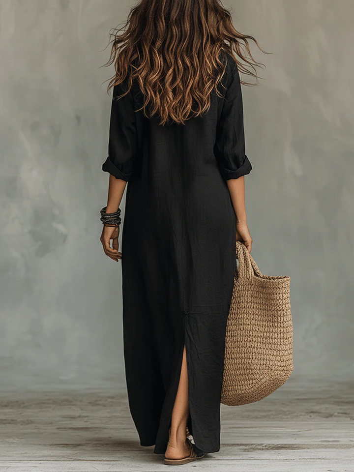 Celine – Robe Maxi Noire Fluide