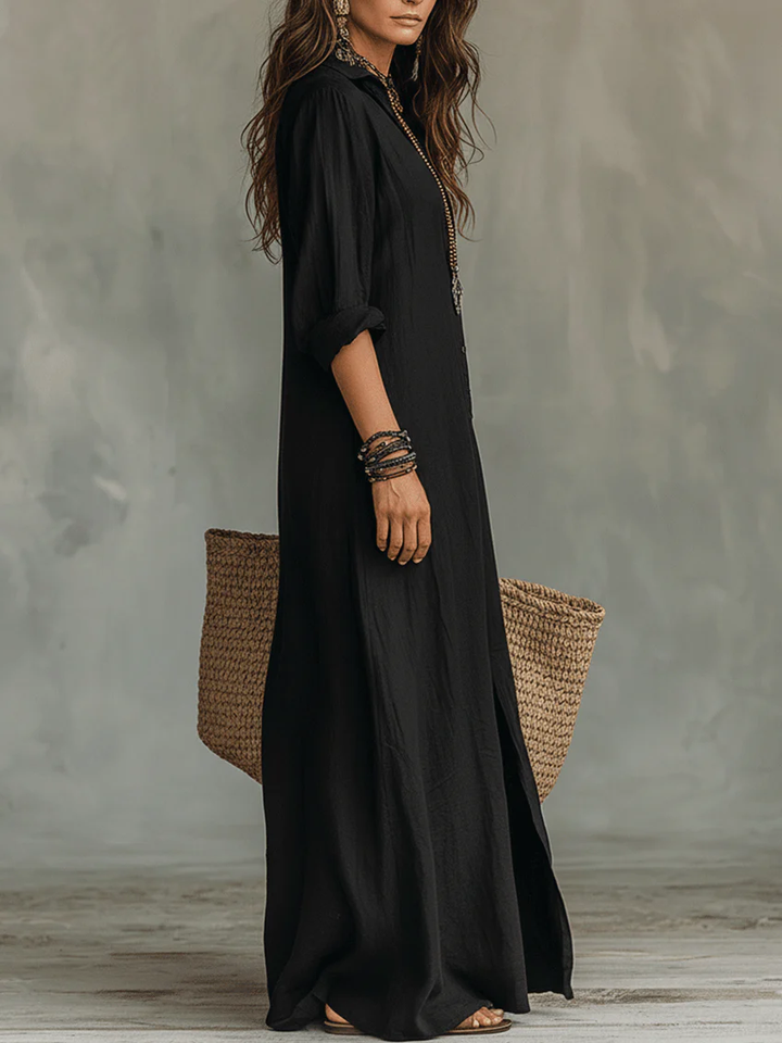 Celine – Robe Maxi Noire Fluide