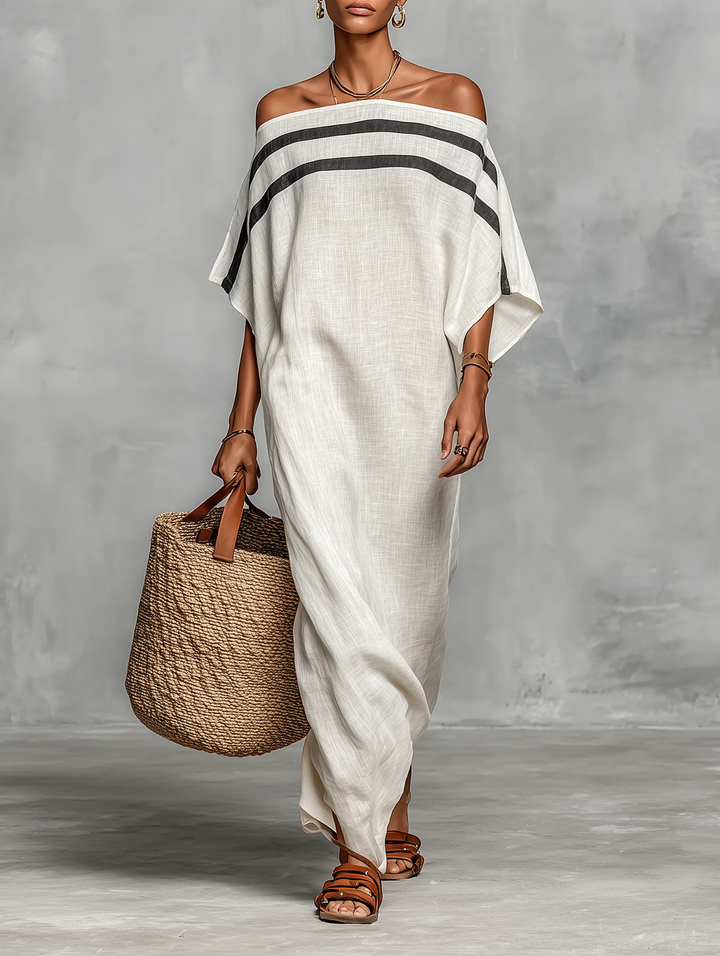 Aveline™ | Robe Maxi Décolletée avec Manches Chauve-Souris
