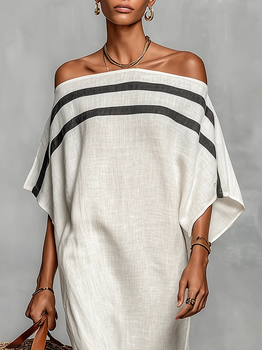 Aveline™ | Robe Maxi Décolletée avec Manches Chauve-Souris