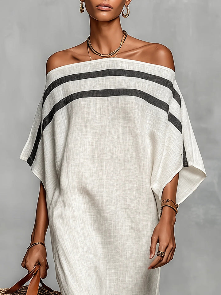 Aveline™ | Robe Maxi Décolletée avec Manches Chauve-Souris