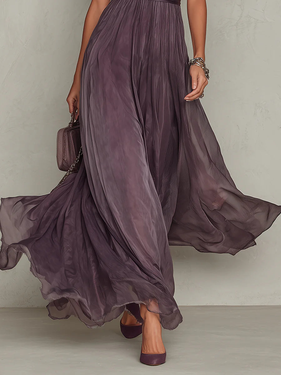 Sharon - Robe Maxi en Chiffon Violet