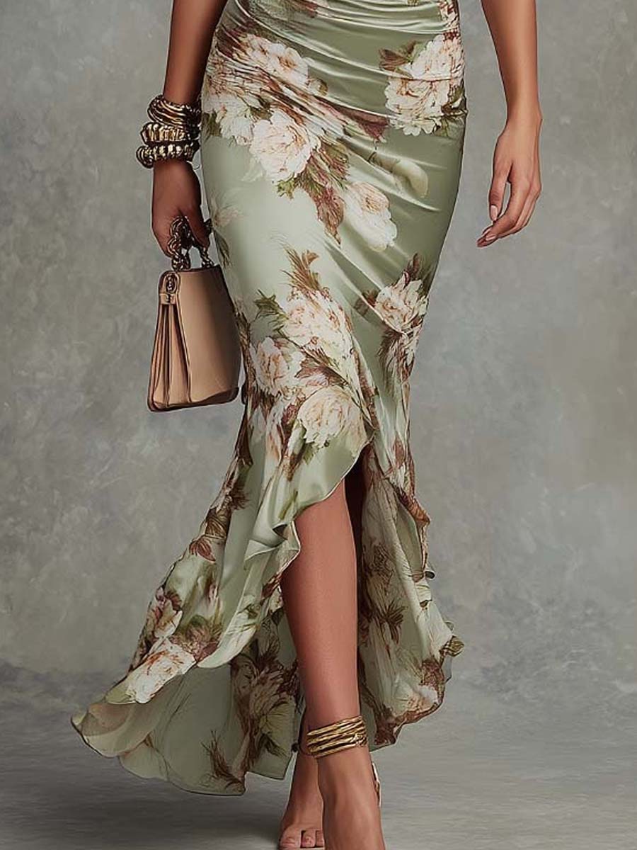 Dixie - Robe Midi en Satin Floral