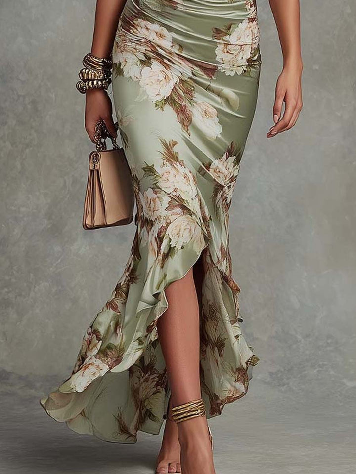 Dixie - Robe Midi en Satin Floral