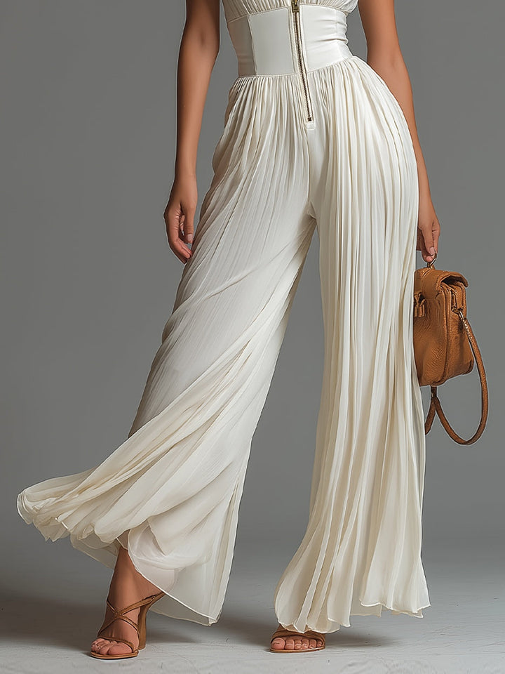 Saanvi - Combinaison large en chiffon blanc élégant