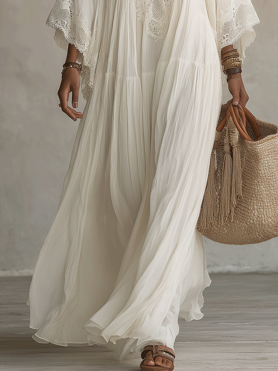 Cailley - Robe Maxi Blanche à Col V