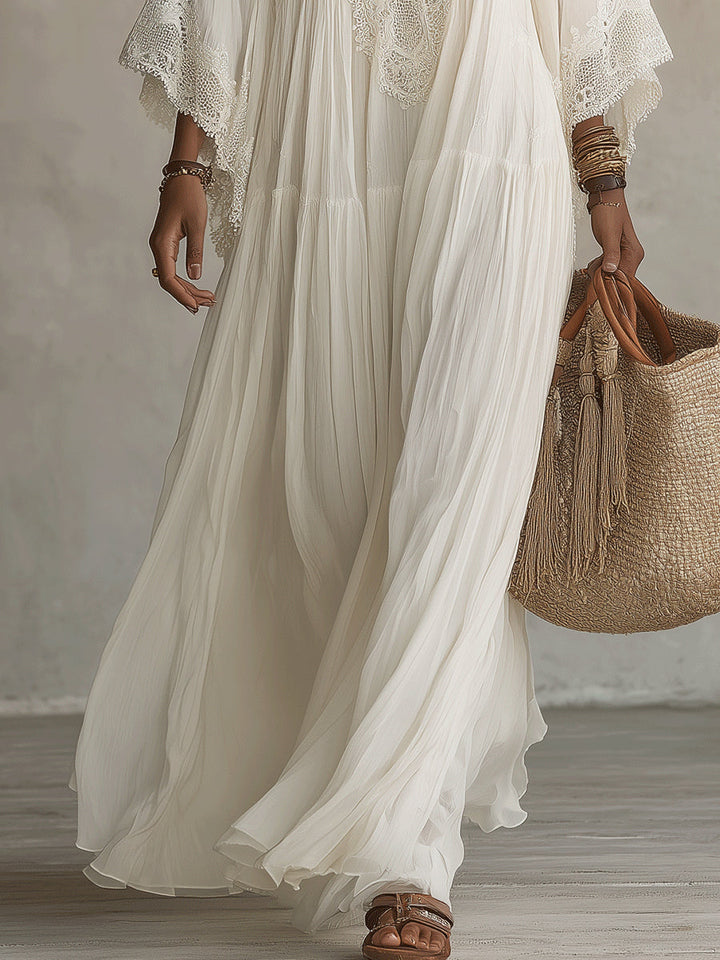Cailley - Robe Maxi Blanche à Col V