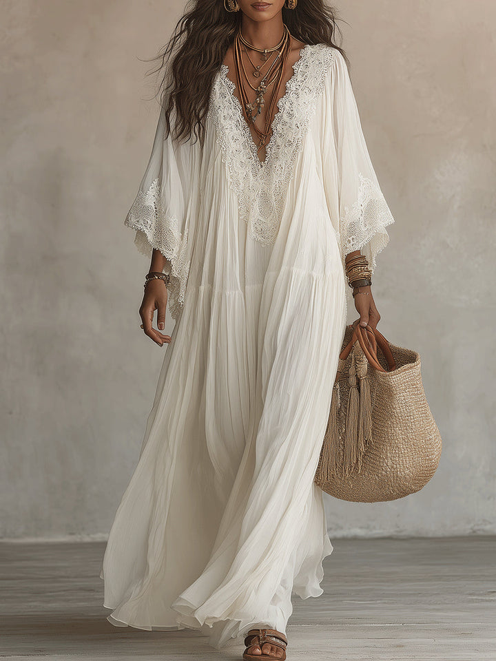 Cailley - Robe Maxi Blanche à Col V