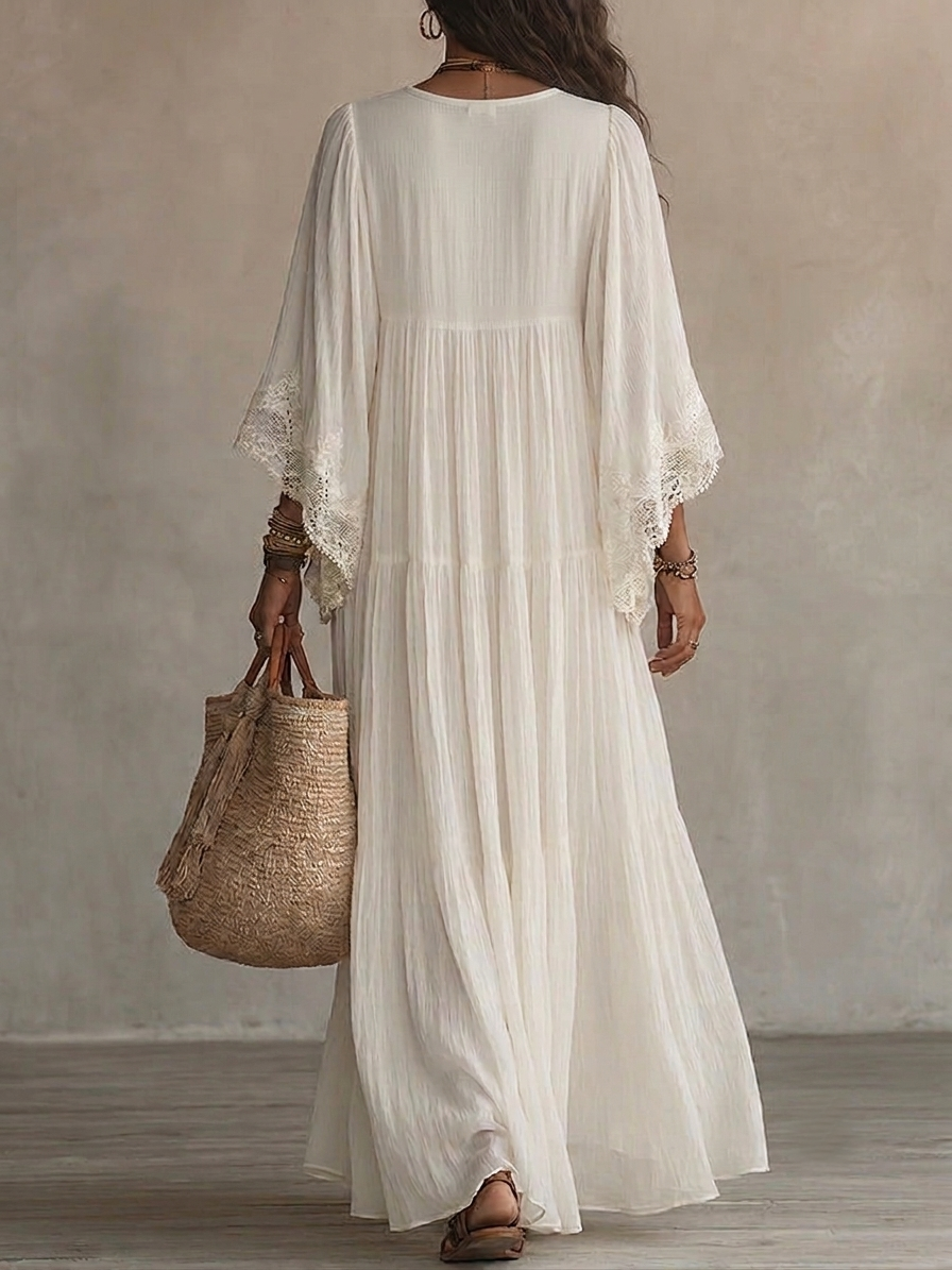 Cailley - Robe Maxi Blanche à Col V