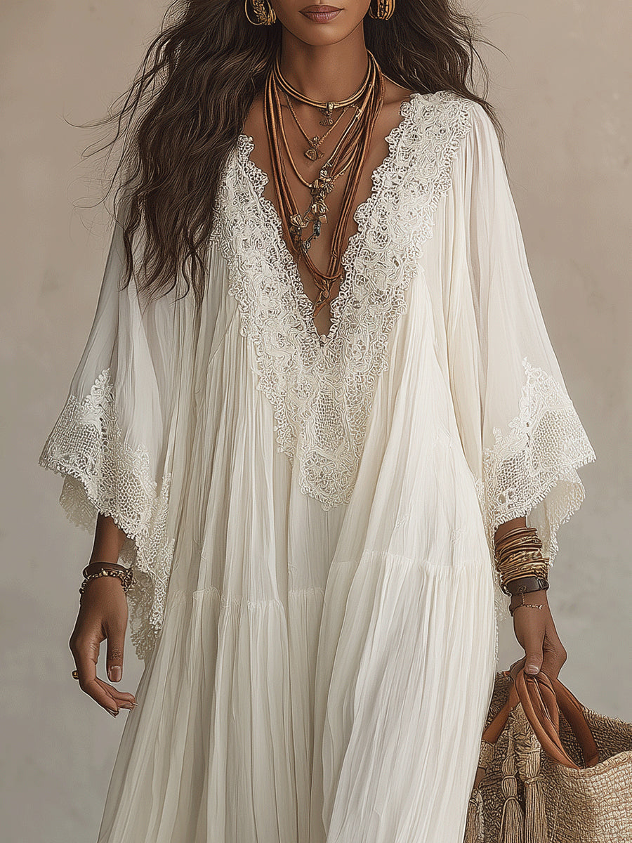 Cailley - Robe Maxi Blanche à Col V