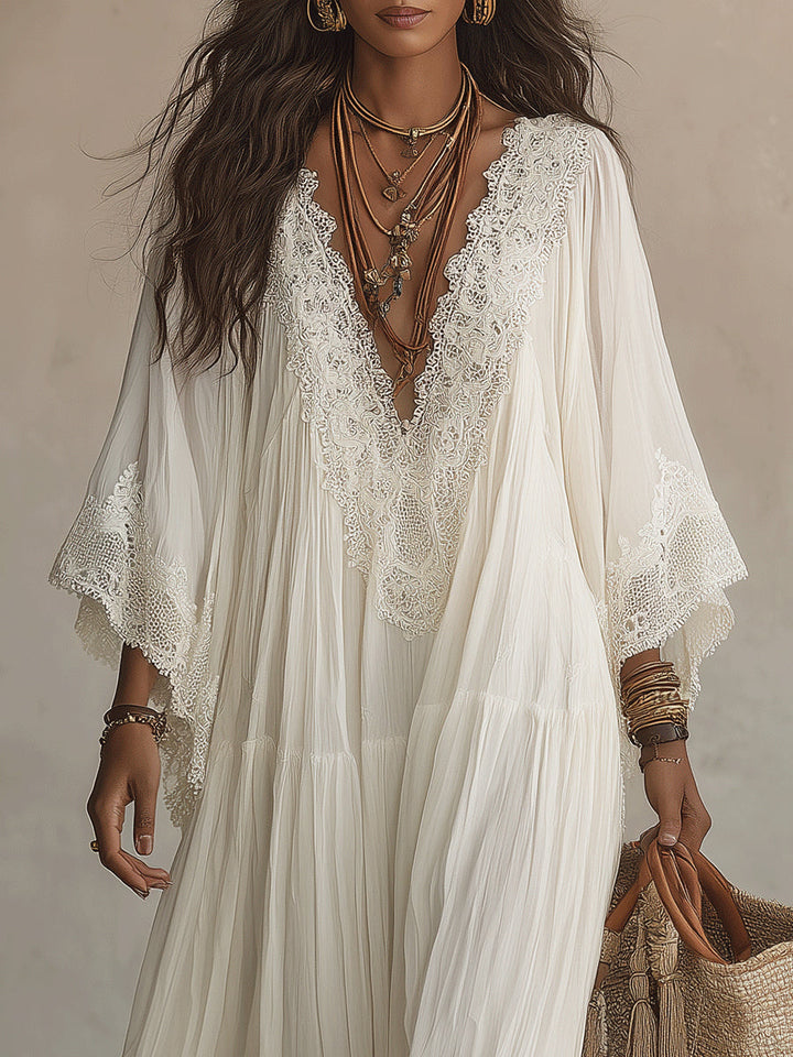 Cailley - Robe Maxi Blanche à Col V