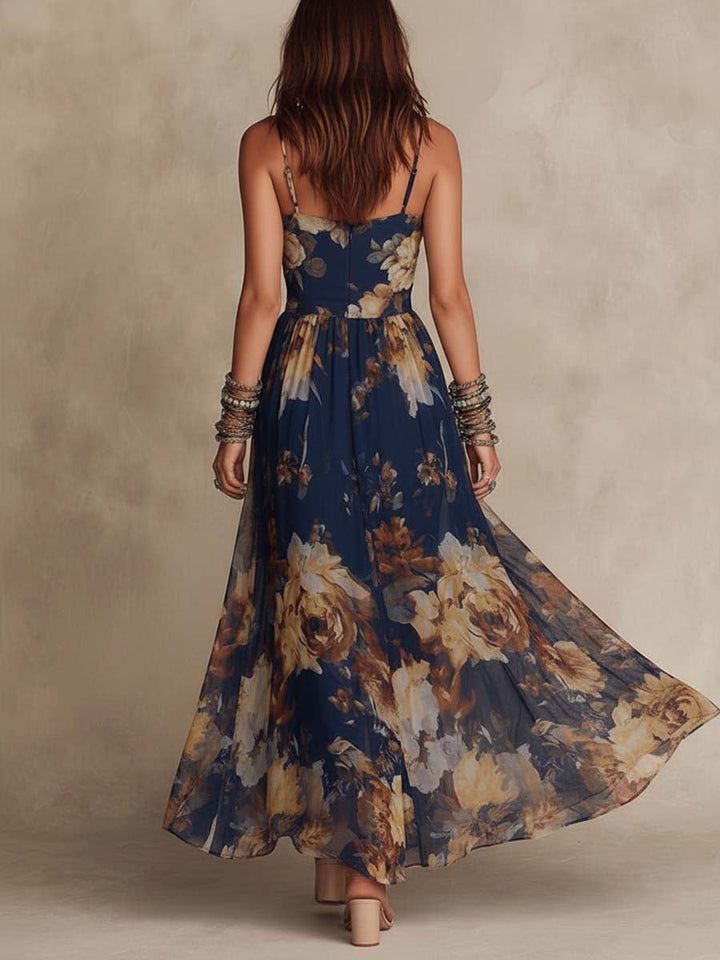 Miane - Robe Maxi Florale avec Bretelles