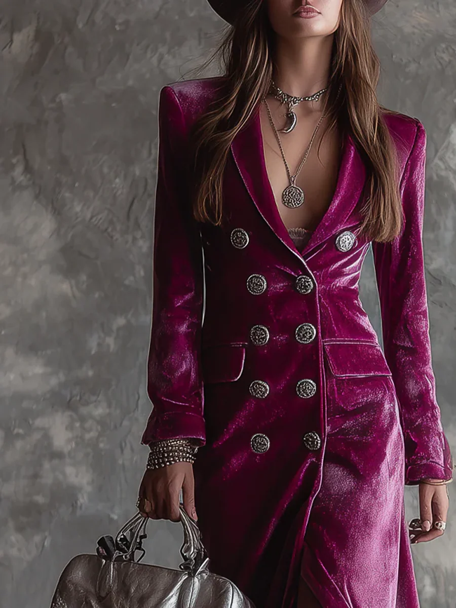 Gaille – Robe Blazer Maxi en Velours