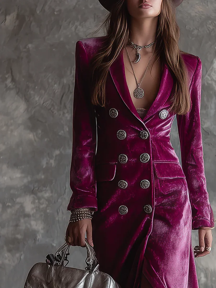 Gaille – Robe Blazer Maxi en Velours