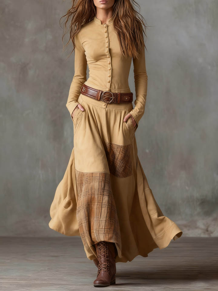 Jill – Robe Maxi Effet Suède Avec Ceinture