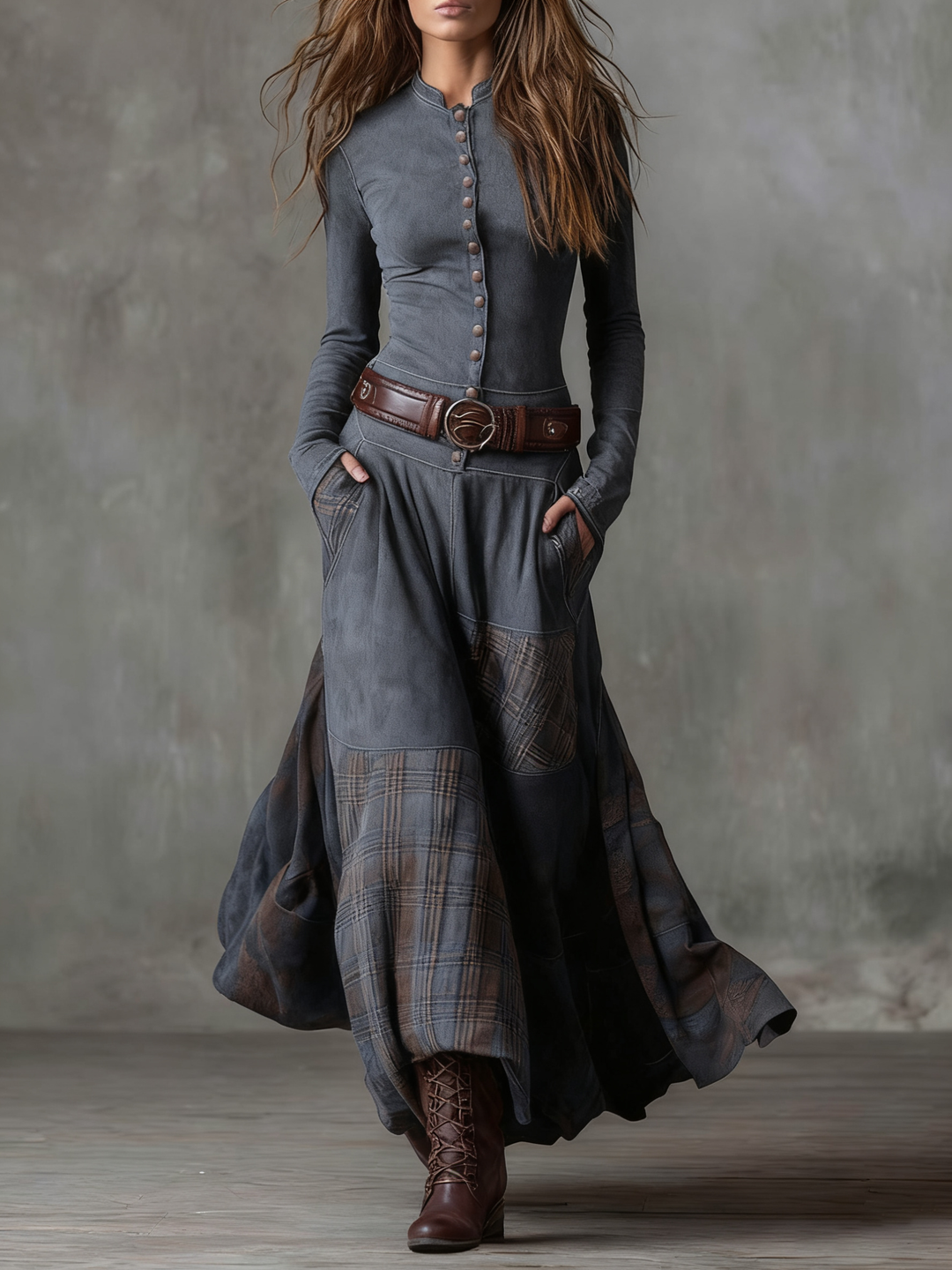 Jill – Robe Maxi Effet Suède Avec Ceinture