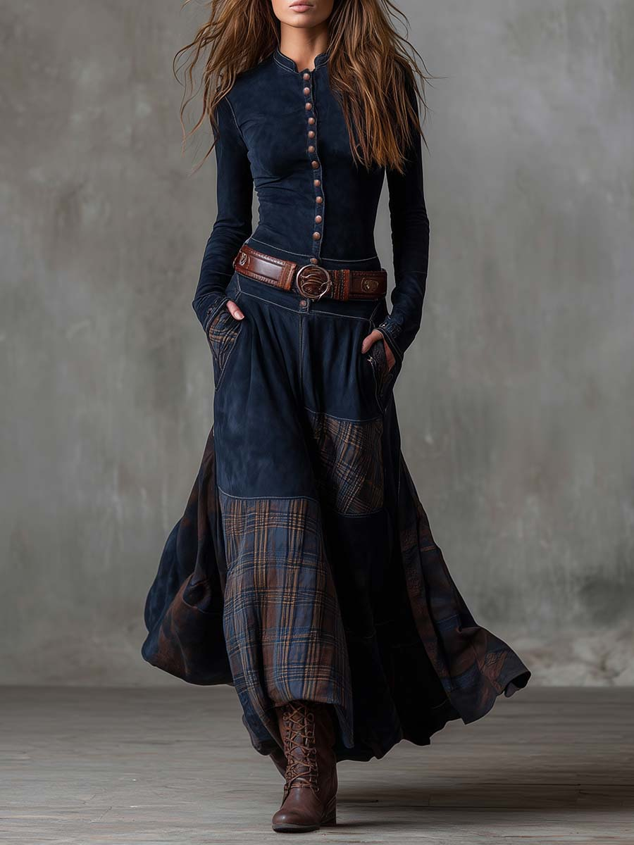 Jill – Robe Maxi Effet Suède Avec Ceinture