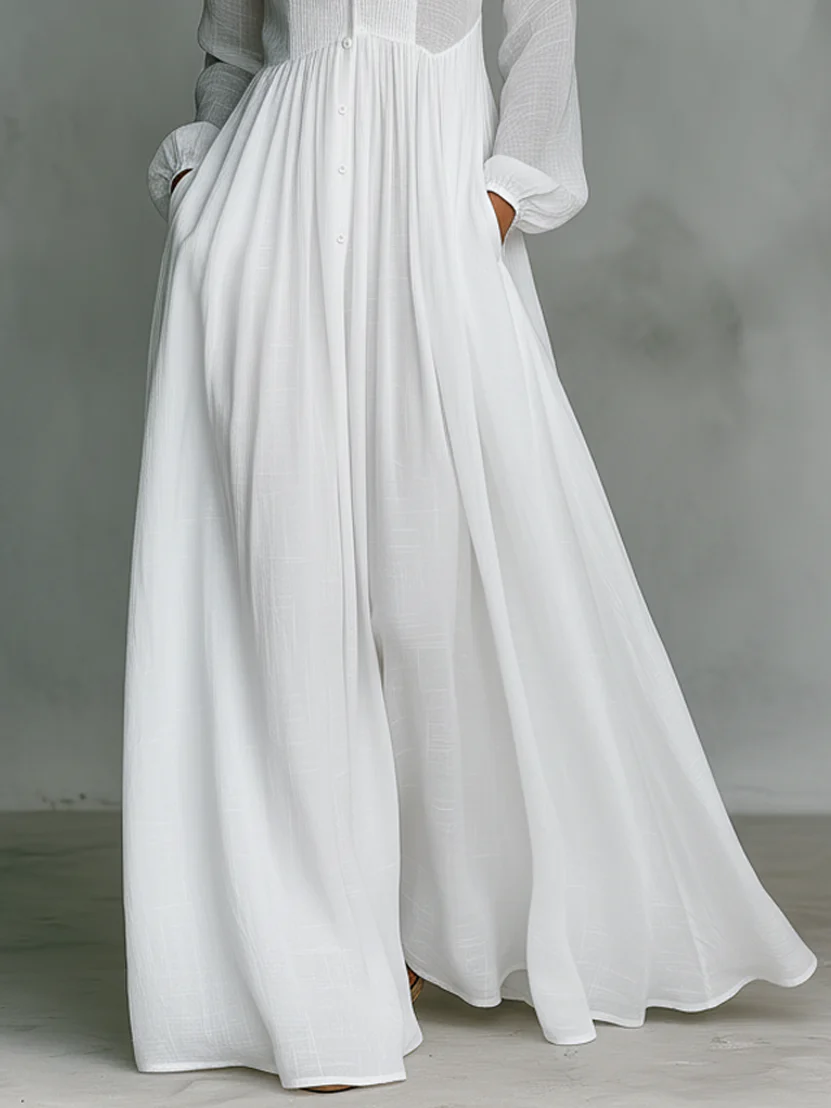 Léonie - Robe Maxi Minimaliste avec Col Montant
