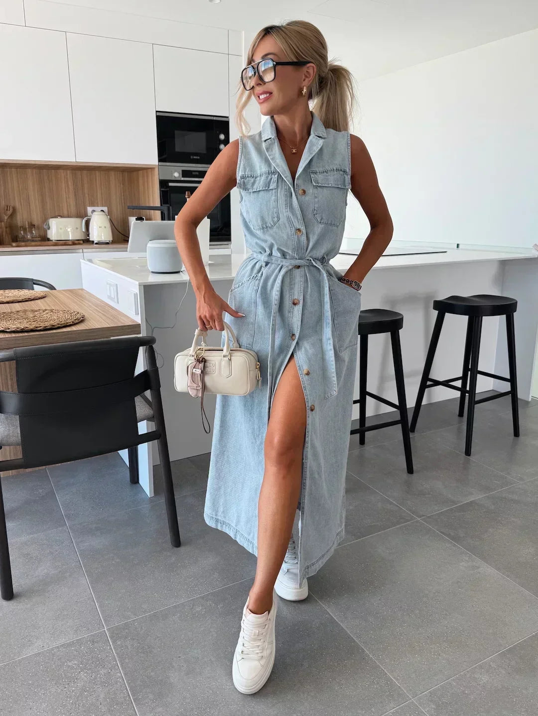 Madison - Robe en denim longue sans manches