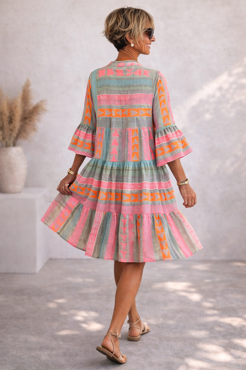 Gaile - Robe Midi Flottante à Motifs