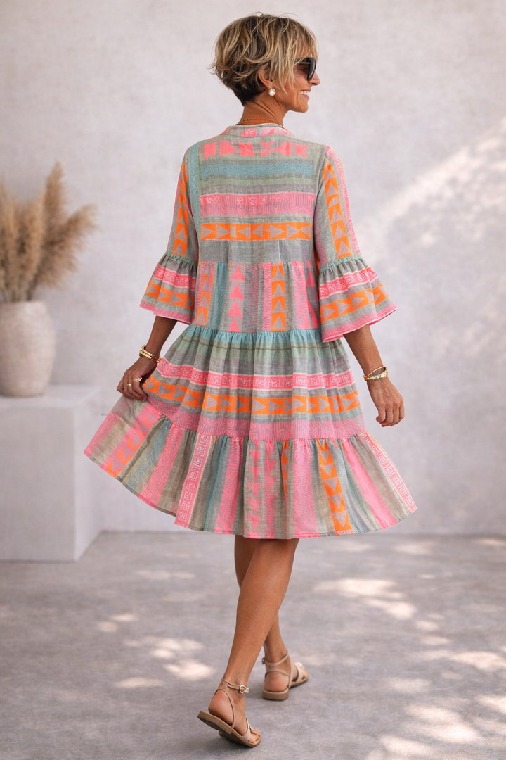 Gaile - Robe Midi Flottante à Motifs