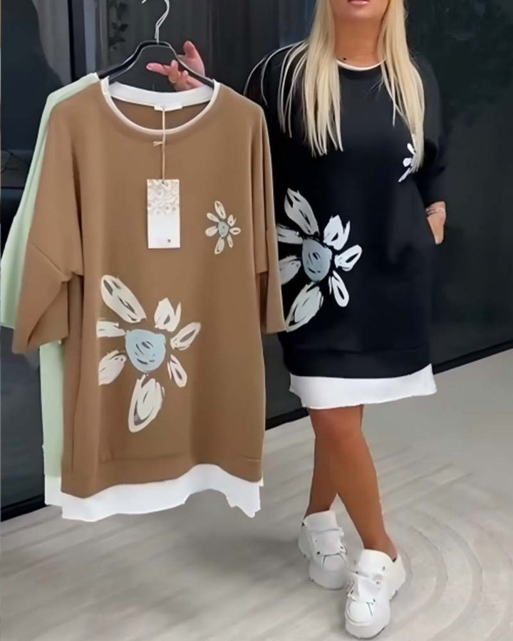 Charrie - Robe en Coton Décontractée Longueur Genou