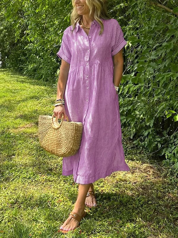 Anjie – Robe Maxi en Coton Boutonnée