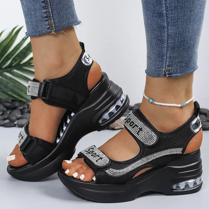 Riane - Sandales orthopédiques à plateforme avec détails en cristal